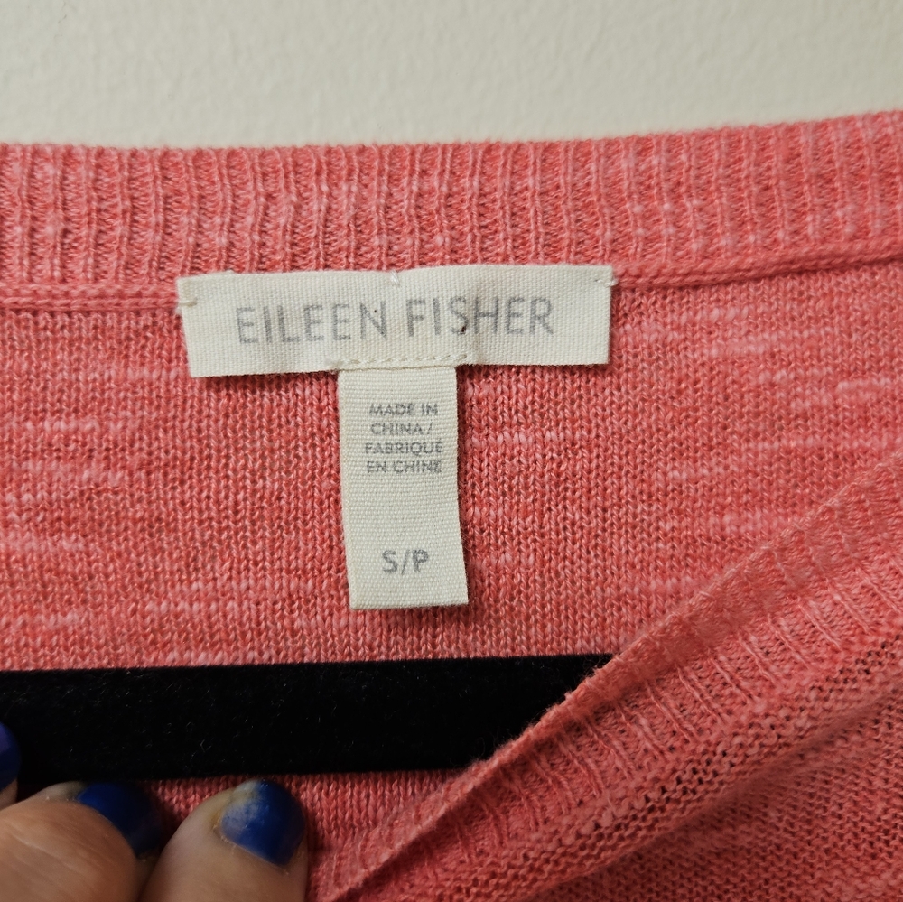 Eileen Fisher Cotton Linen Blend Coral Tunic Long Sleeve Top Size S Oversized - Picture 7 of 7